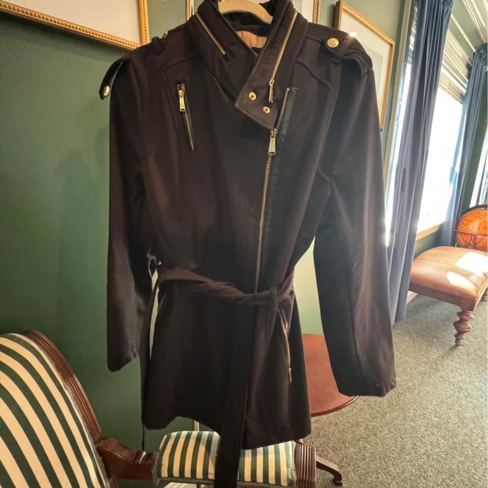 MK Black Belted Jacket with Gold Accents